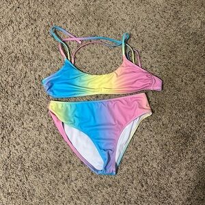 Multicolor high wasted, cross back bikini
